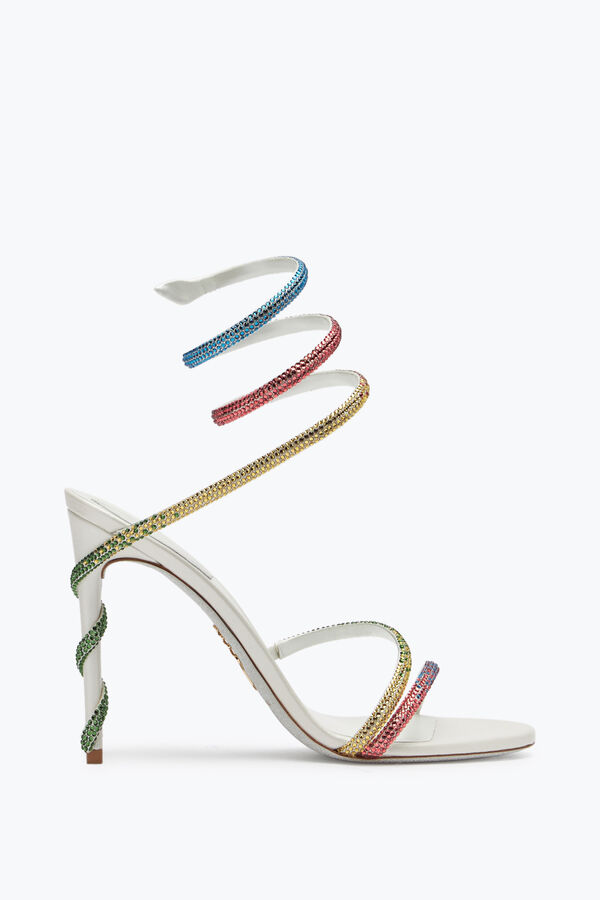 Margot White Sandal With Rainbow Crystals 105