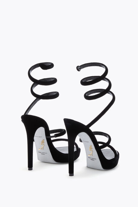 CLEO BLACK VELVET PLAFORM SANDAL 120