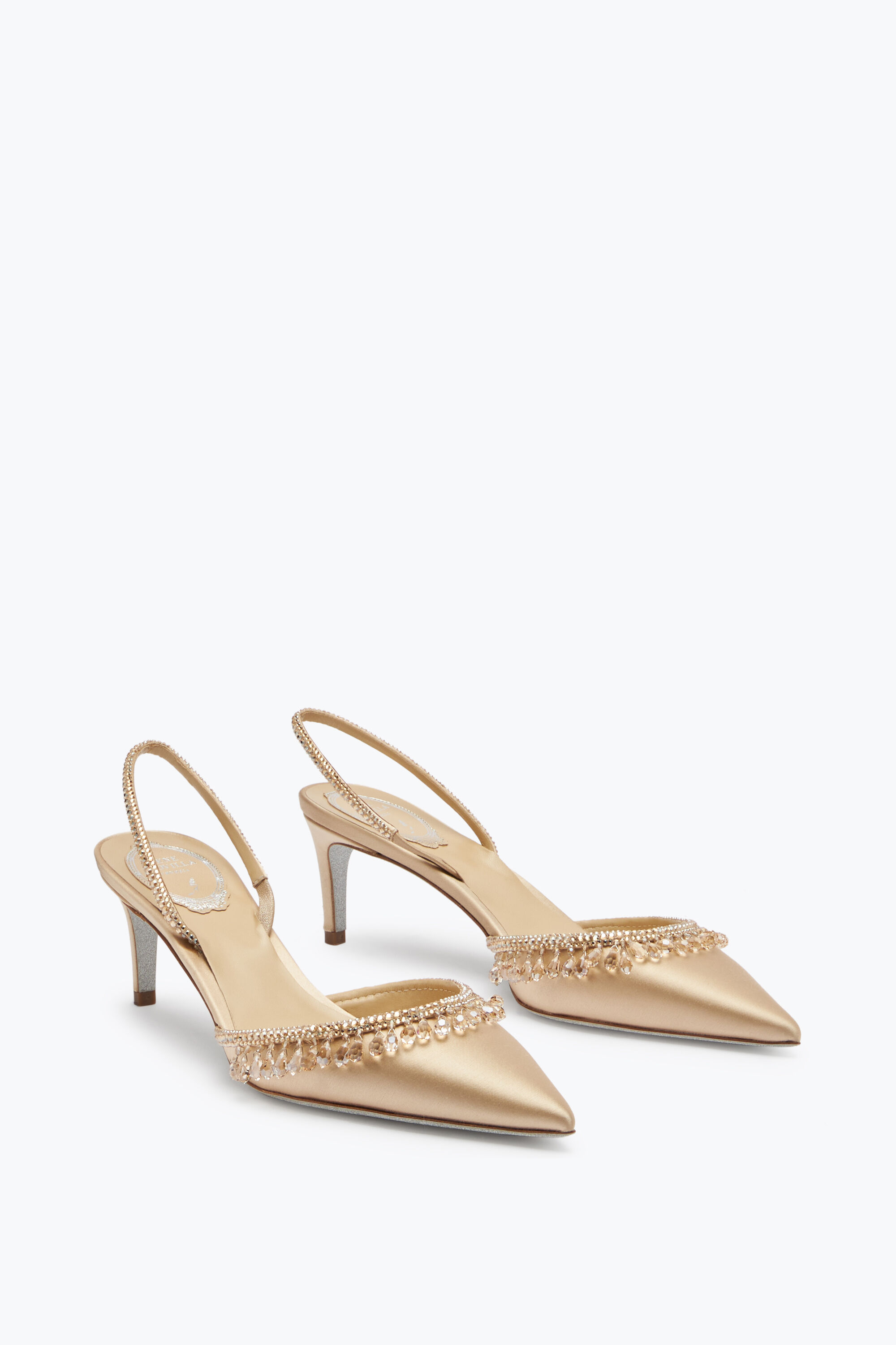 Jeweled Cleo Champagne Slingback 60 Rene Caovilla