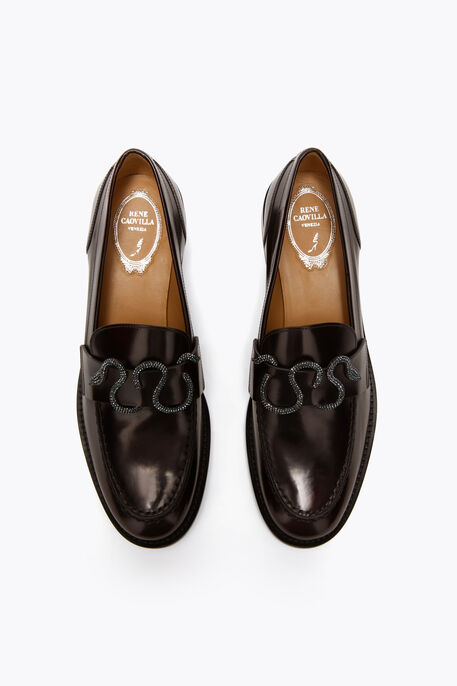 MORGANA DARK BROWN LOAFER WITH CRYSTALS 20 MORGANA DARK BROWN LOAFER WITH CRYSTALS 20