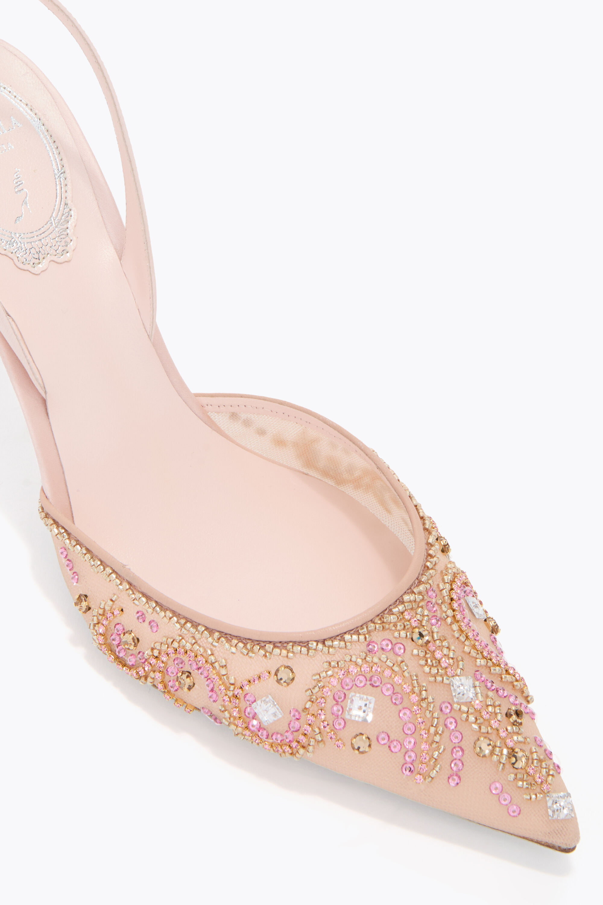 Jeweled JAHANARA POWDER PINK SLINGBACK 80 | Rene Caovilla®