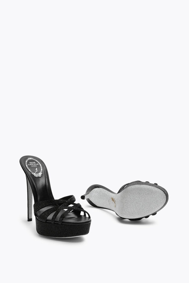 Dania Black Platform Slider Sandal 130