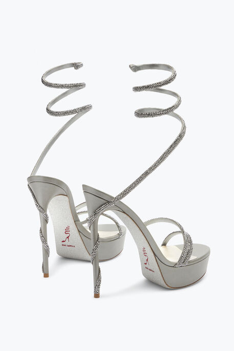 MARGOT CRYSTALS GRAY PLATFORM SANDAL 130