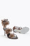 FLORIANE DARK BROWN SATIN/JET SILVER FLARE S SANDAL