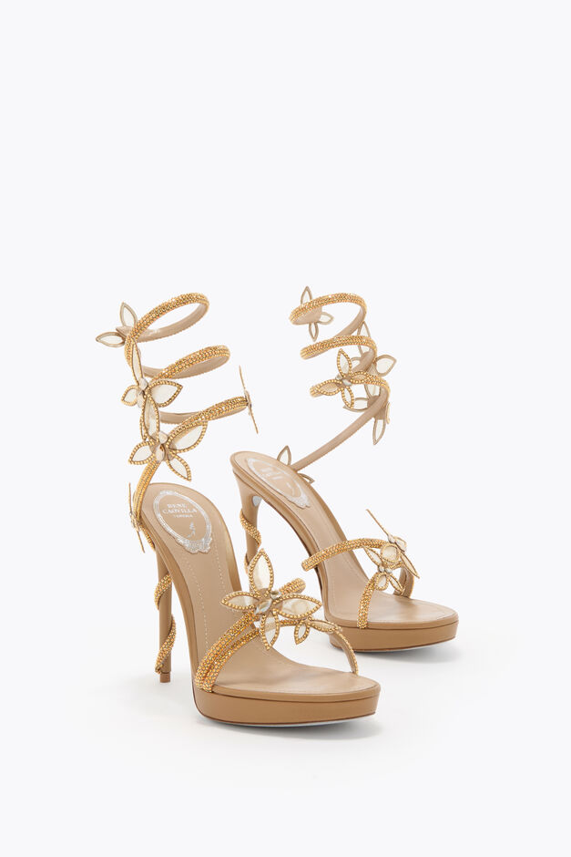 MARGOT GOLD PLATFORM SANDAL WITH BUTTERFLIES 120