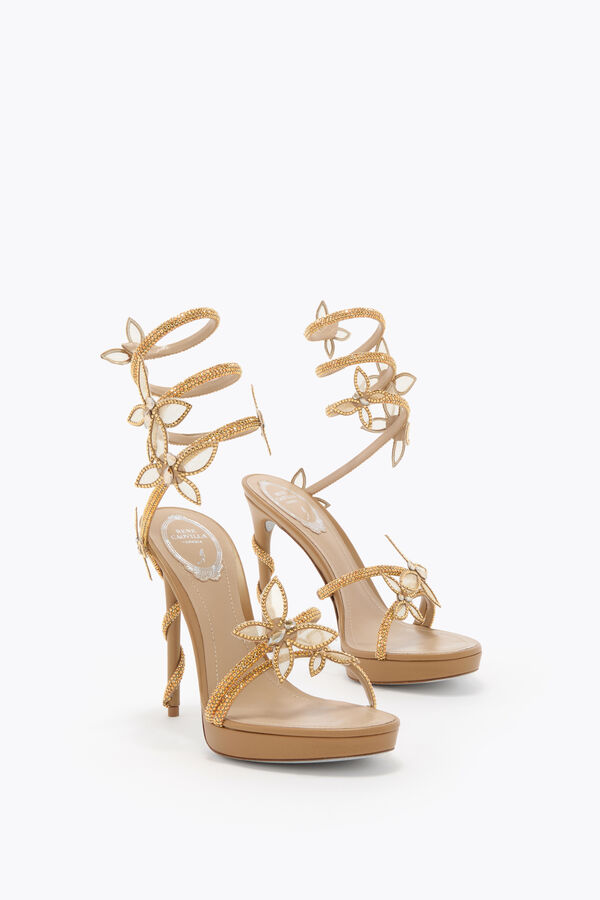 MARGOT GOLD PLATFORM SANDAL WITH BUTTERFLIES 120 MARGOT GOLD PLATFORM SANDAL WITH BUTTERFLIES 120