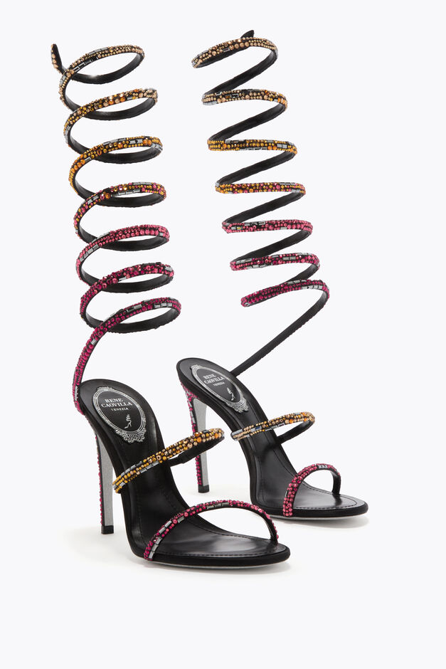 SUPER CLEO BLACK SANDAL WITH SWAROVSKI CRYSTALS 105