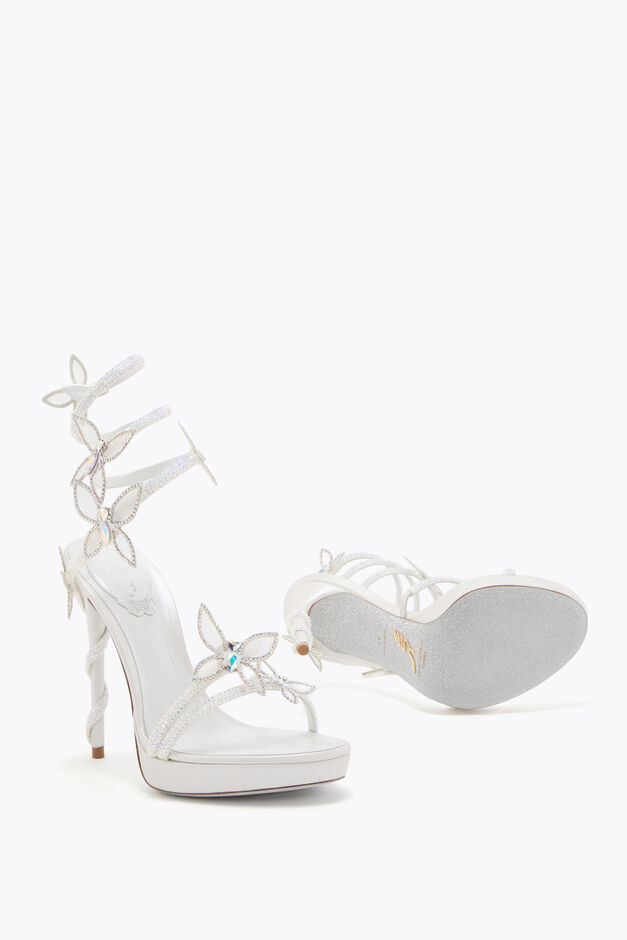 MARGOT WHITE PLATFORM SANDAL WITH BUTTERFLIES 120