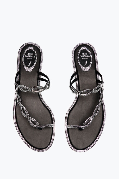 BRAID BLACK FLAT SANDAL 10