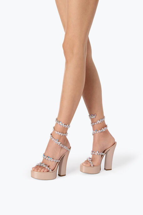 Jeweled EDEN NUDE PLATFORM SANDAL 140 | Rene Caovilla®