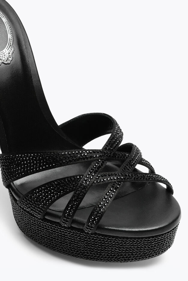 Dania Black Platform Slider Sandal 130