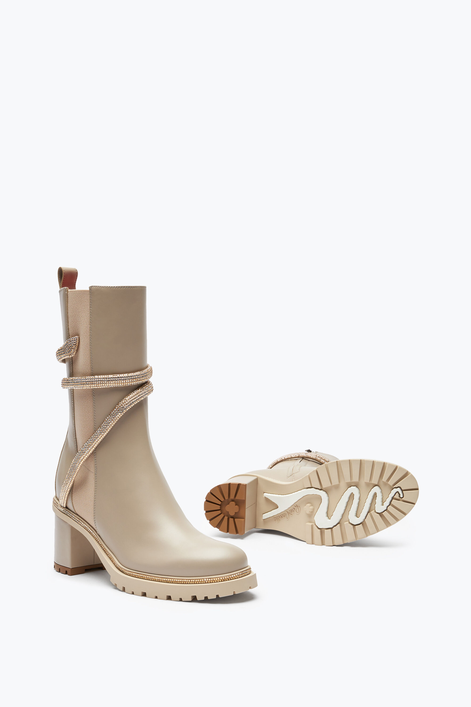 Jeweled Cleo Crystals Beige Bootie 60 | Rene Caovilla®