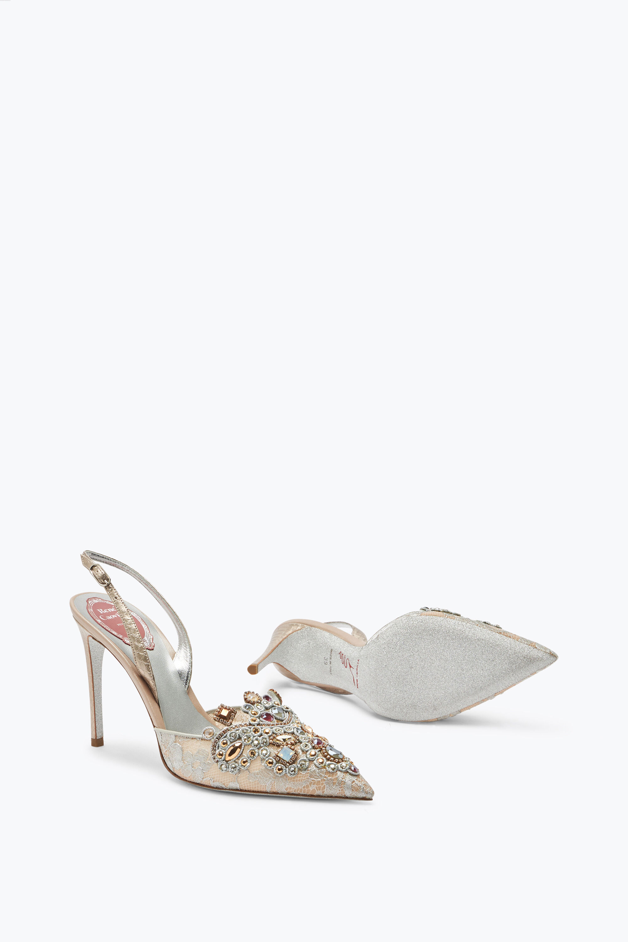 【関税込み】RENE CAOVILLA 'Grace' mules Embellished leather mules in purple - Rene Caovilla | Mytheresa