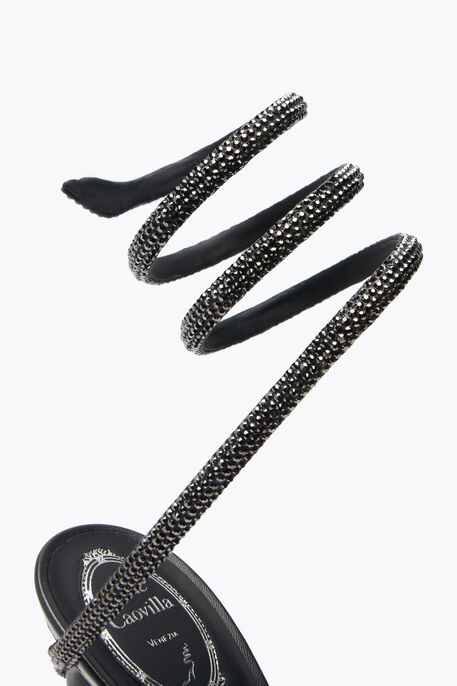 MARGOT CRYSTAL BLACK PLATFORM SANDAL 120