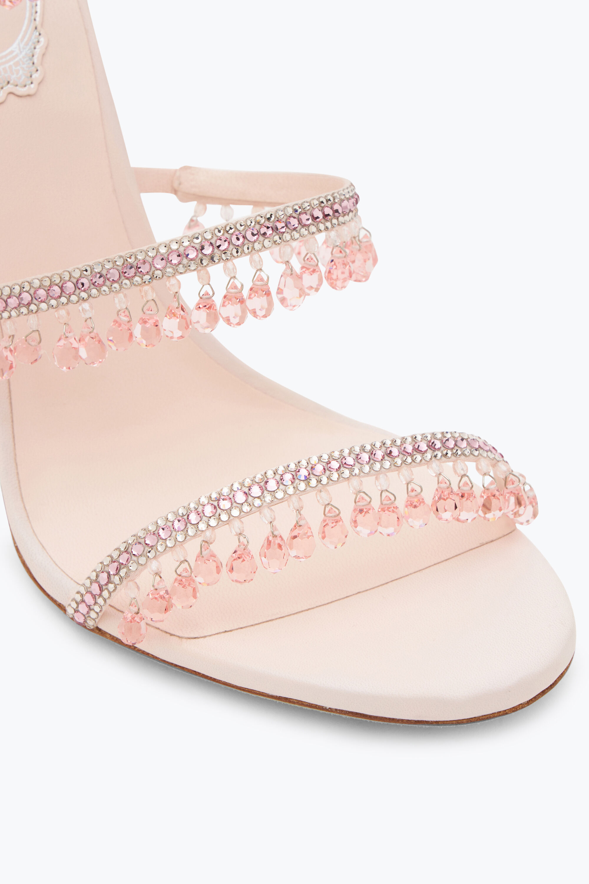 Jeweled Chandelier Powder Pink Sandal 105 | Rene Caovilla® Jeweled Chandelier Powder Pink Sandal 105 | Rene Caovilla®