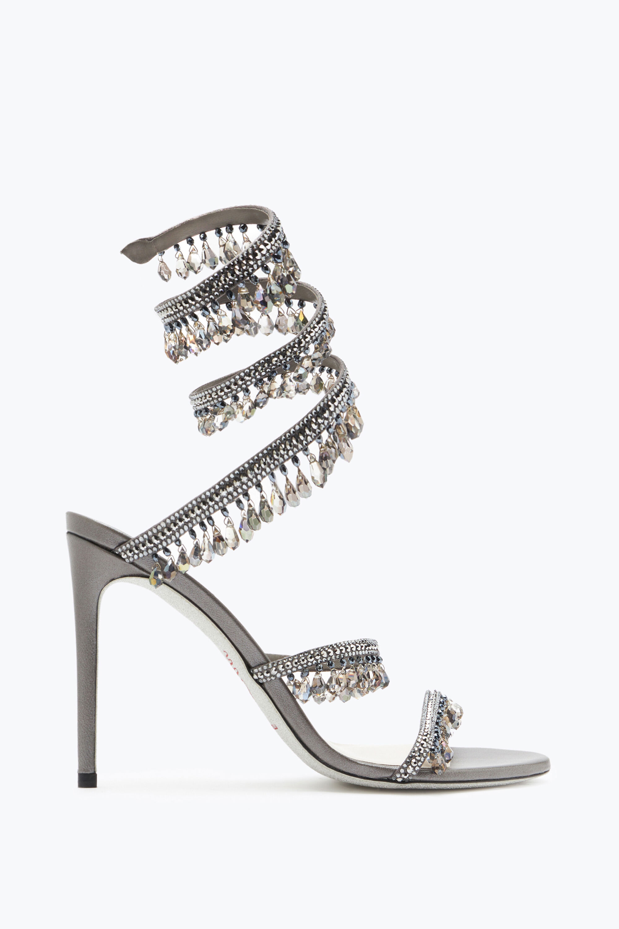 Jeweled Chandelier Crystal Pearl Gray Sandal 105 | Rene Caovilla®
