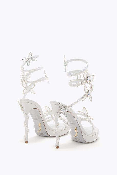 MARGOT WHITE PLATFORM SANDAL WITH BUTTERFLIES 120