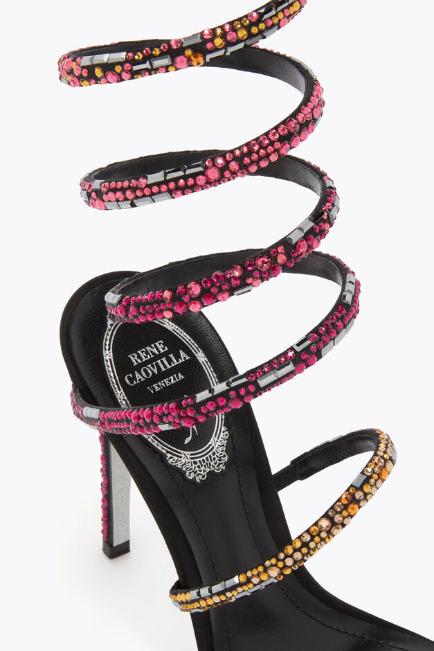 SUPER CLEO BLACK SANDAL WITH SWAROVSKI CRYSTALS 105