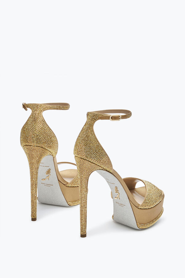 Anastasia Crystal Gold Platform Sandal 130