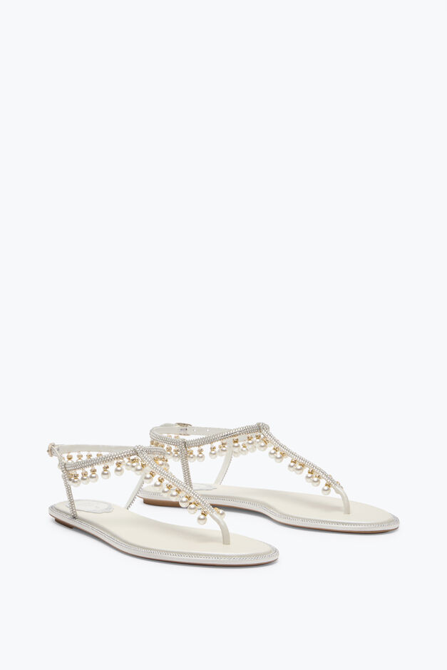 DIANA WHITE SANDAL WITH PEARLS 10 DIANA WHITE SANDAL WITH PEARLS 10