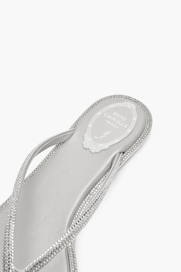 Diana Silver Thong Sandal With Crystals 10