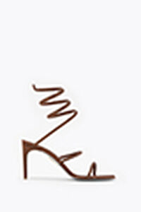 CLEO BROWN SATIN/SMOKED TOPAZ STRASS SANDAL