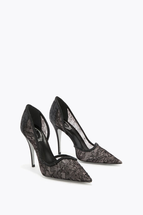 ONDA BLACK LACE PUMP 100