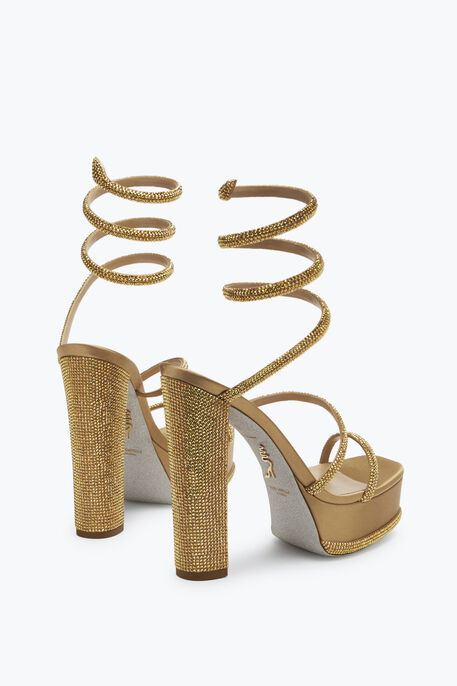 Cleo Crystal Gold Platform Sandal 130