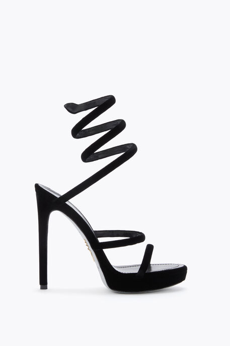 CLEO BLACK VELVET PLAFORM SANDAL 120