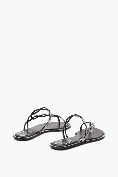 BRAID BLACK FLAT SANDAL 10