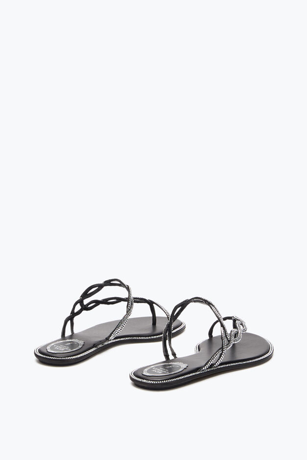 BRAID BLACK FLAT SANDAL 10