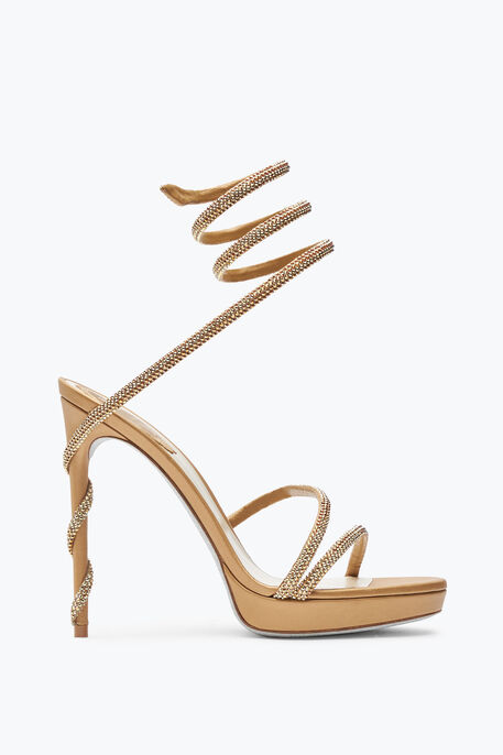 MARGOT CRYSTAL GOLD PLATFORM SANDAL 120
