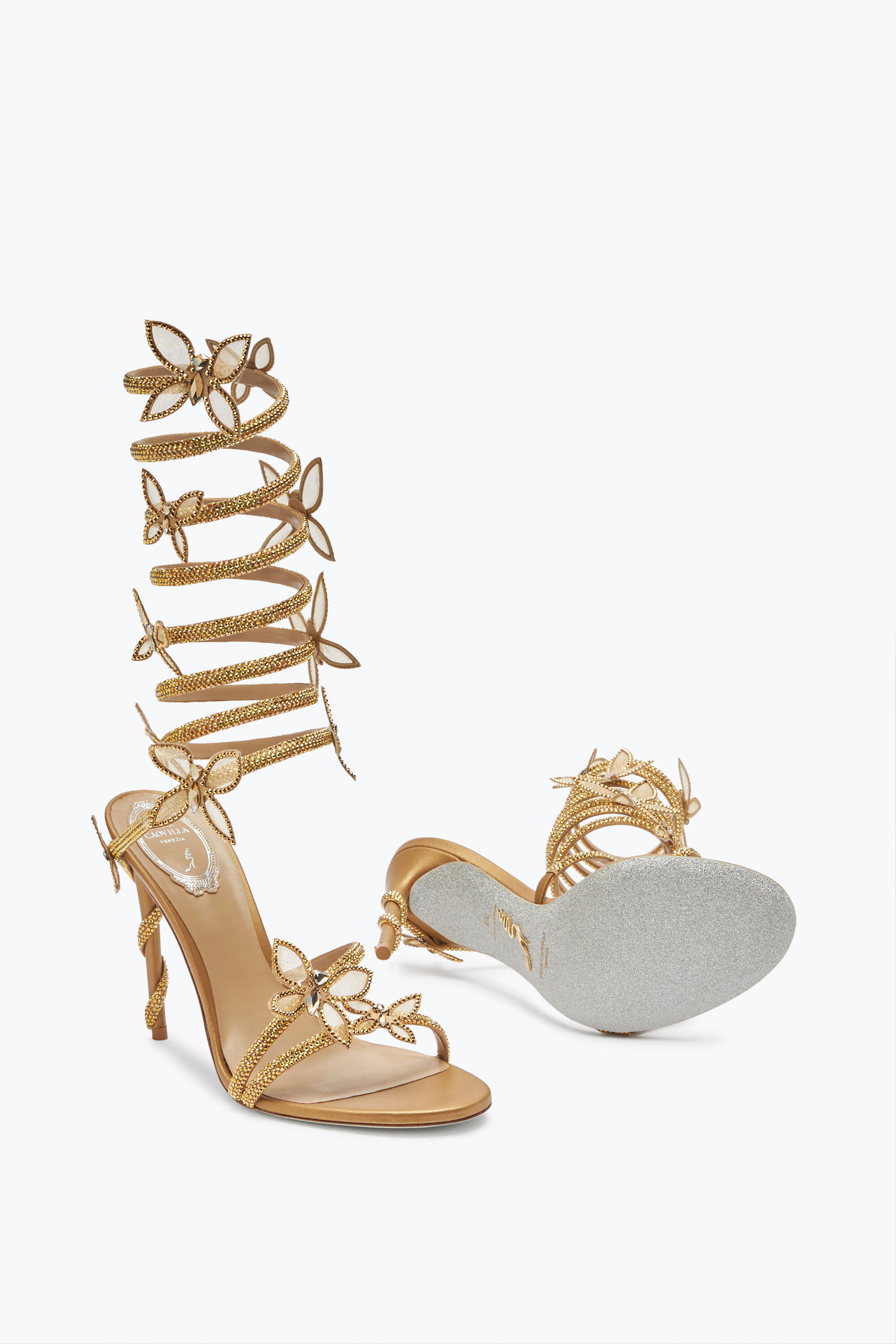 サンダル・ミュール Rene Caovilla Rene Caovilla Sandals (C12478105 VL013063) Jeweled Symphony Mirrored Silver Sandal 105 | Rene Caovilla®