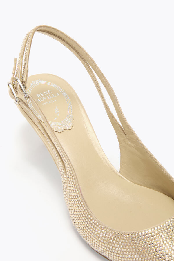 OLIVIA BEIGE SATIN/GOLDEN SHADOW STRASS SLINGBACK