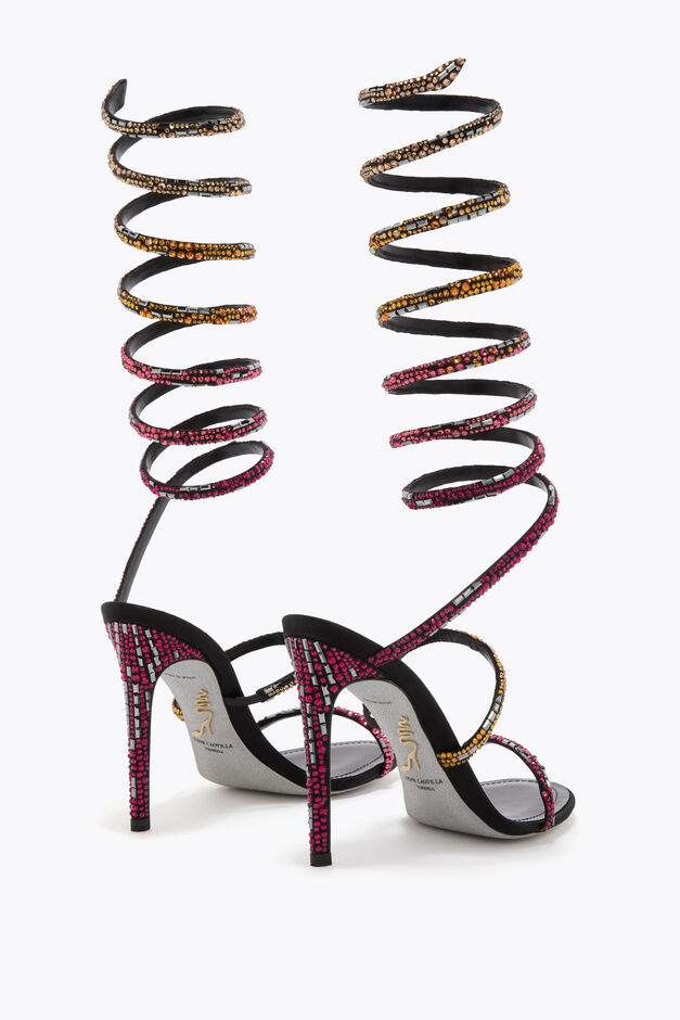 SUPER CLEO BLACK SANDAL WITH SWAROVSKI CRYSTALS 105