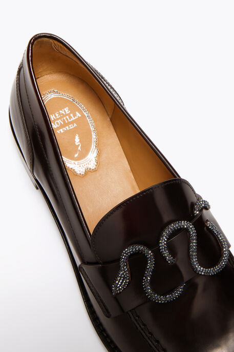 MORGANA DARK BROWN LOAFER WITH CRYSTALS 20 MORGANA DARK BROWN LOAFER WITH CRYSTALS 20