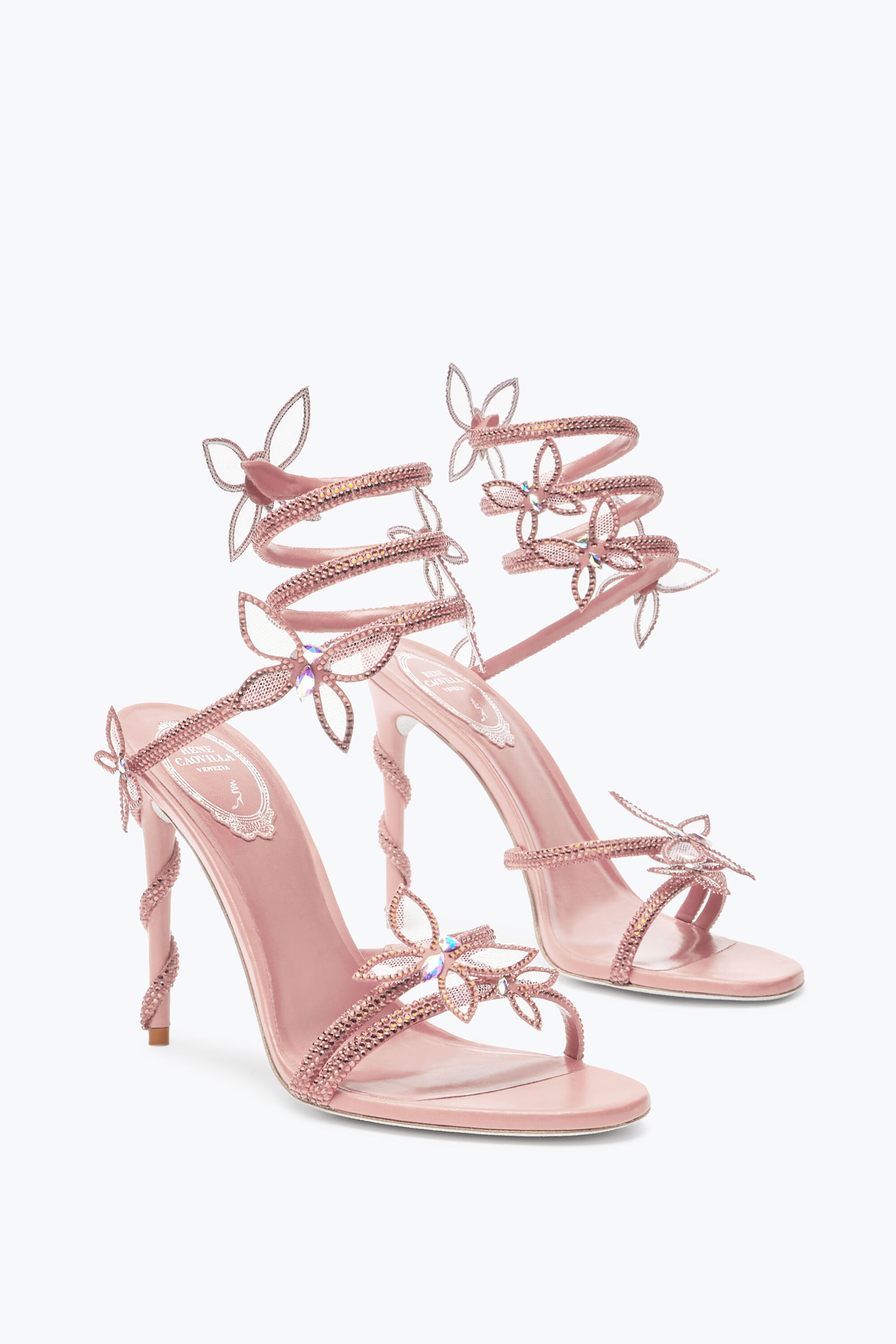 Jeweled Margot Pink Powder Butterfly Sandal 105 | Rene Caovilla®