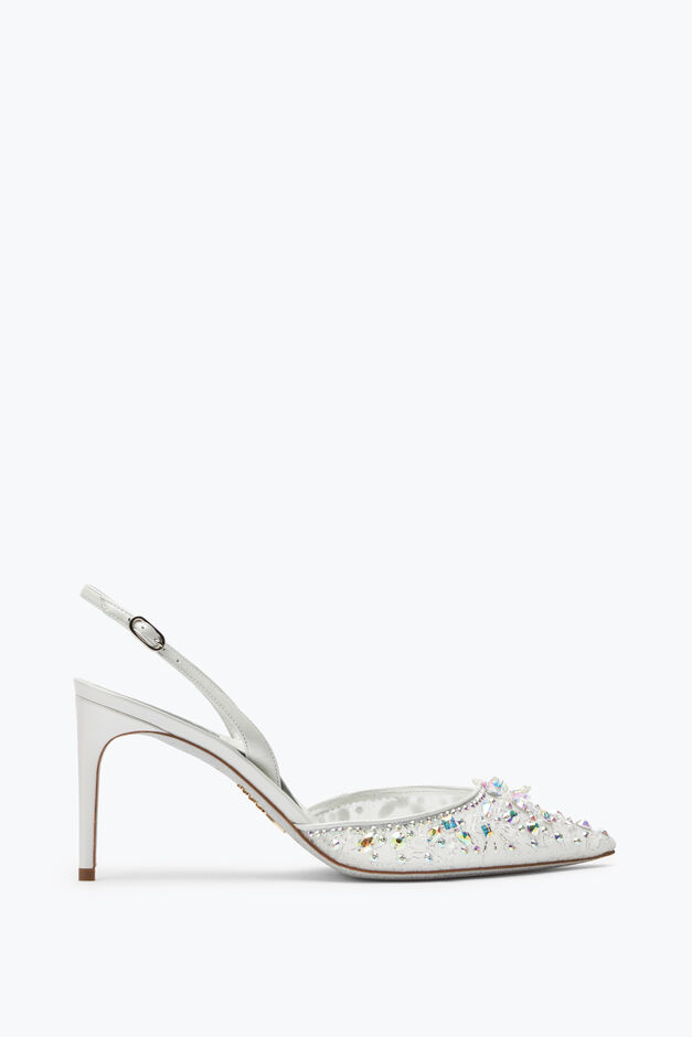 Cinderella White Slingback With Crystal 80