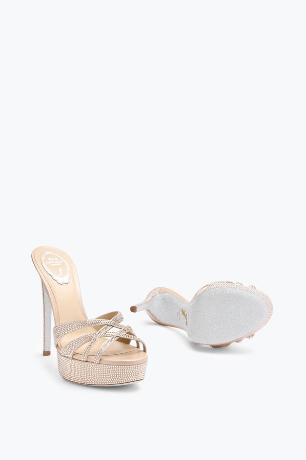 Dania Champagne Platform Slider Sandal 130