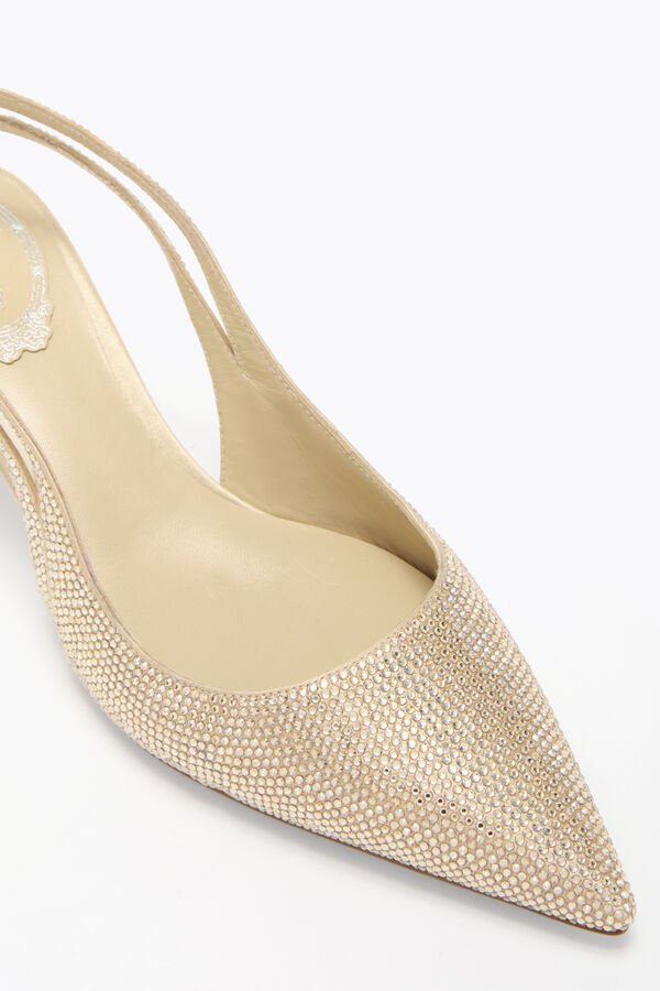 OLIVIA BEIGE SATIN/GOLDEN SHADOW STRASS SLINGBACK