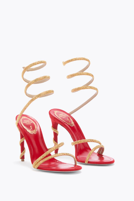 MARGOT SANDAL IN RED SUEDE AND GOLD 105