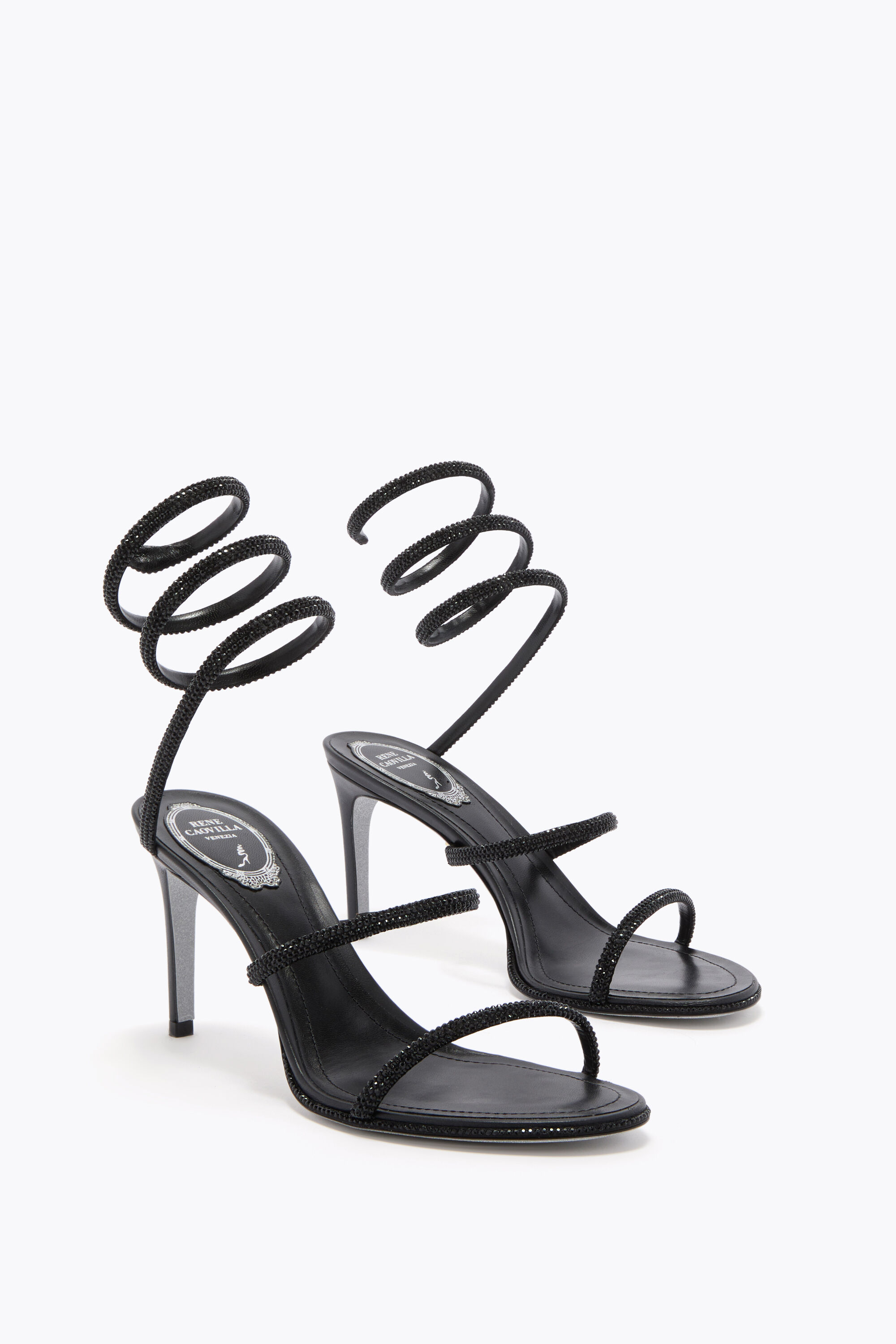 RENE CAOLILLA サンダル RENÉ CAOVILLA Cleo crystal-embellished satin sandals | NET-A-PORTER