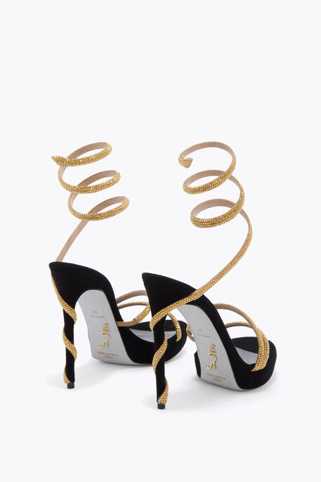 MARGOT CRYSTAL GOLD PLATFORM SANDAL 120