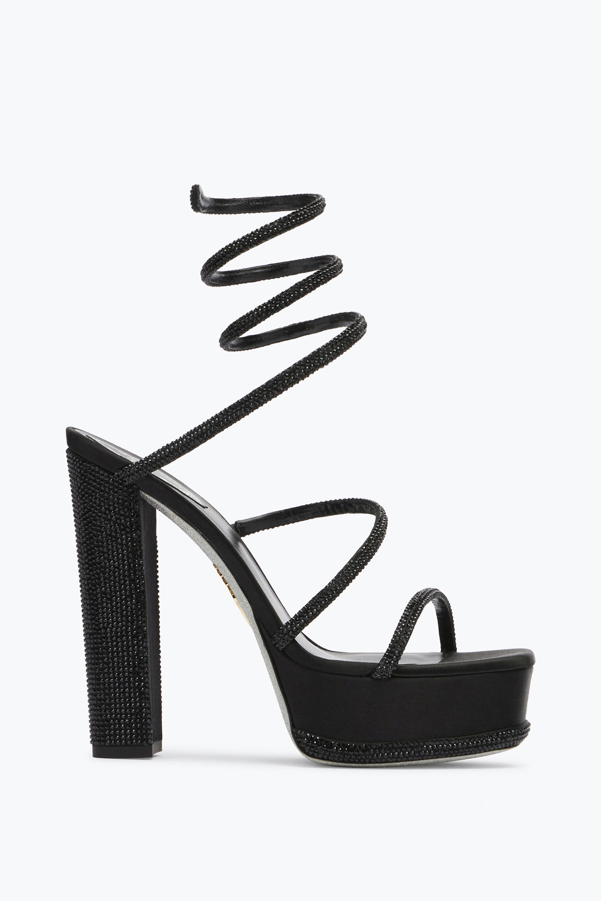 Jeweled Cleo Crystal Black Platform Sandal Rene Caovilla