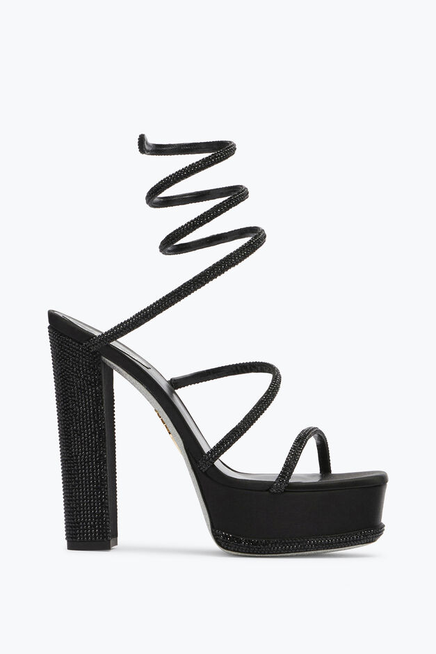 Cleo Crystal Black Platform Sandal