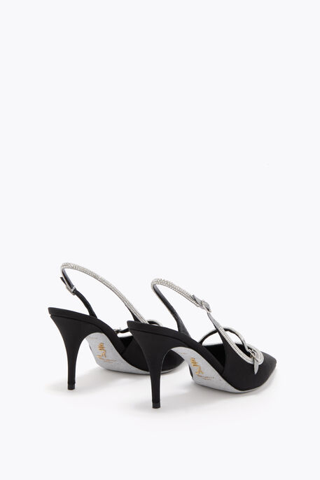 LILY BLACK AND SILVER SLINGBACK 80