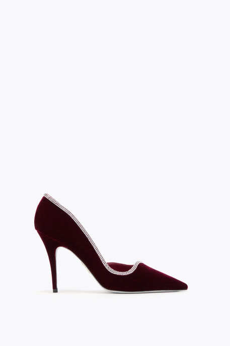 ONDA BURGUNDY VELVET PUMP 100