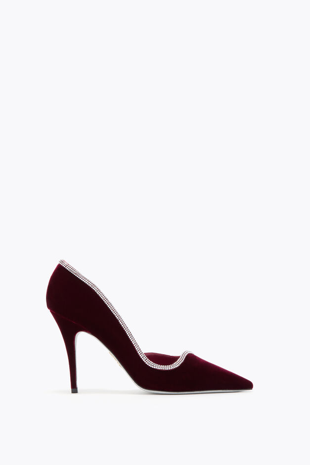 ONDA BURGUNDY VELVET PUMP 100 ONDA BURGUNDY VELVET PUMP 100