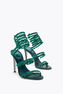 CHANDELIER GREEN 300 SATIN/EMERALD STRASS SANDAL