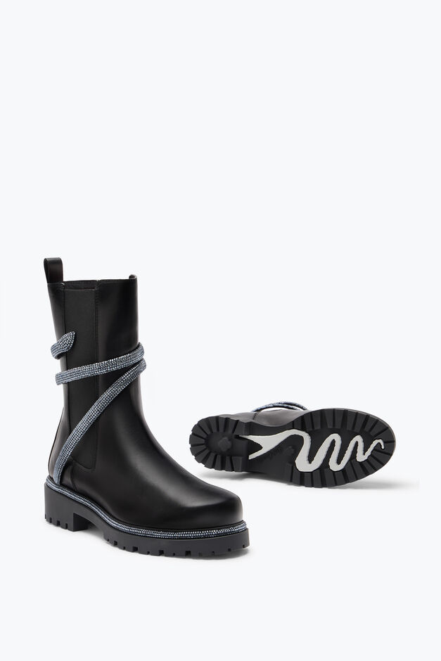 Cleo Black Biker Boot With Crystals 25